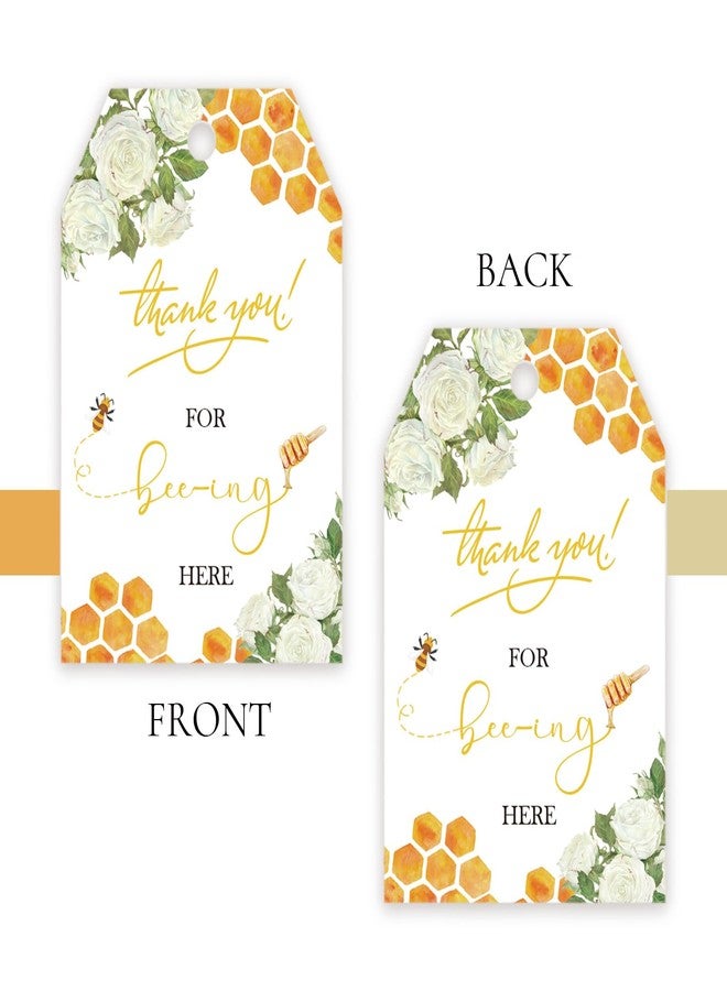 FORSHEEP 50pcs Bee Thank You Tags, Bumble Bee Gift Tag with String for Gender Reveal Party, Thank You Paper Tags for Bee Themed 1st Birthday/Engagement/Honey Bridal Shower Party Favors - Image 4